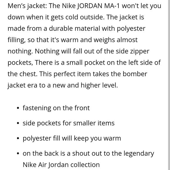 NWT Men's The Nike Jordan MA-1 Jacket - Picture 11 of 11